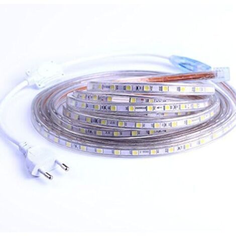 Ruban à LED, Bande LED 2M, Lumineux Bandeau Led 220v, 5050 IP65 Etanche Bande Strip Led, Blanc Chaud (2)