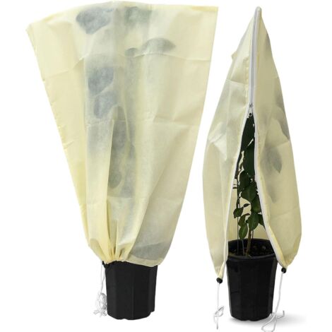 Housses de protection contre le gel pour plantes, lot de 2, 23 pouces de large x 30 pouces de haut, avec fermeture éclair et cordon de serrage, pour protéger les plantes d'extérieur contre le froid.
