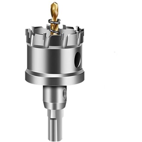 Scie cloche TCT 35mm pour métal dur – Profondeur de coupe 25mm – Tige de 10mm – Avec foret pilote plaqué titane (1/5)