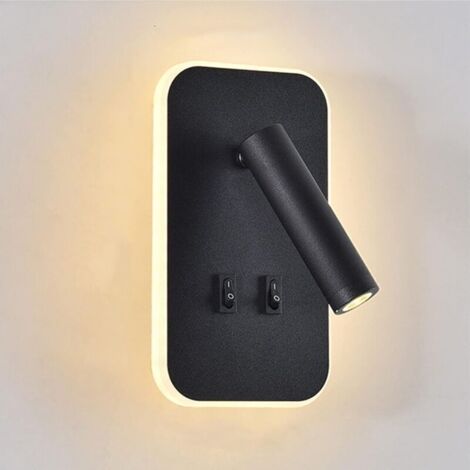 Applique murale chambre LED – Lot de 2 liseuses orientables 3000K – Aluminium noir – Installation facile en quelques minutes