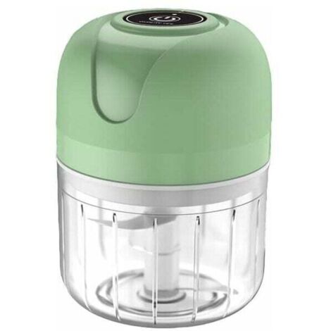 Mini hachoir à ail électrique sans fil 250 ml – Rechargeable USB – Lame en acier inoxydable – Gobelet PP alimentaire – Pour hacher viande, oignons, piments