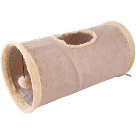 Tunnel pliable pour chat et lapin – Daim et polyester – 25 cm diamètre, 50 cm longueur – Bruit de bruissement intégré (1/5)