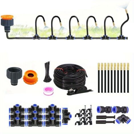 Kit d'arrosage automatique flexible à 360° pour jardin, pour l'arrosage des plantes, avec buses réglables et système d'irrigation goutte à goutte à installation rapide (15 mètres). (1/5)