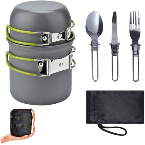 Réchaud à gaz portable 1-4 personnes – Aluminium anodisé léger – Pliable avec sac de rangement – Pour camping, randonnée, pêche (1/5)