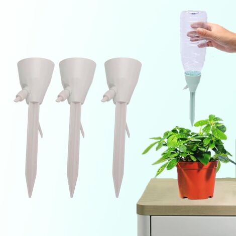 Dispositif d'arrosage automatique réglable, interrupteur de commande à libération lente et buse goutte à goutte peut être inséré dans les pots de fleurs (blanc, lot de 3). (1/5)