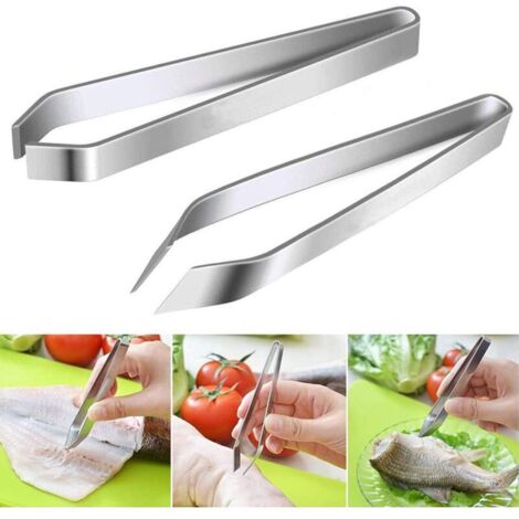 Pince à Arêtes De Poisson Pince Poisson Professionnelle Pince a Desareter En Inoxydable Pince à Épiler à Poisson 2Pcs Pince Plate Pour Poisson Pincette Pour Chef Cuisine Pinces Coudées Pinces Plates (1/5)