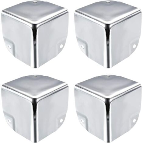 Protections d'angle en métal pour boîtes, protections de bords de 50 x 50 x 50 mm, couleur argentée, lot de 4 pièces, pour coins de tables et de bureaux.