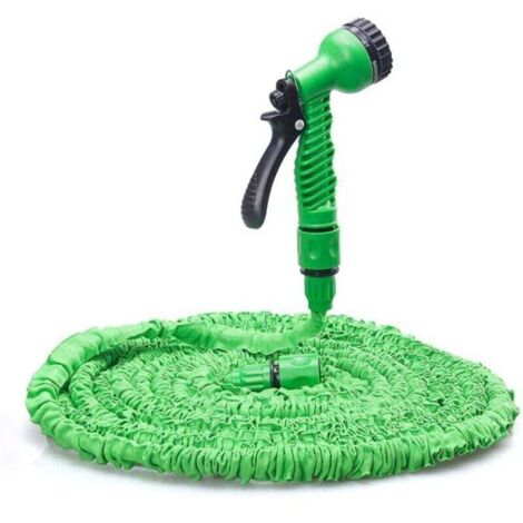 Tuyau d'arrosage extensible 25FT – Noyau en latex triple couche – Tissu super résistant – Buse de pulvérisation 7 fonctions – Rangement facile