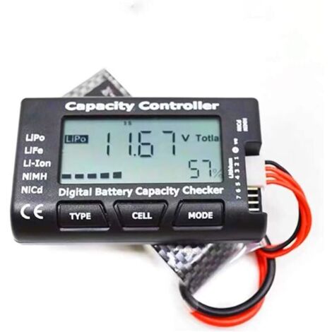 Testeur de capacité de batterie numérique – Vérificateur de tension pour LiPo, NiMH, Li-ion – Écran LCD – Capacité restante et tensions des cellules