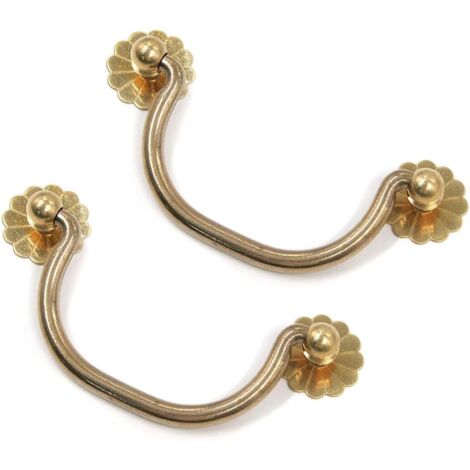 Poignées et boutons de tiroir en laiton massif, style vintage doré, pour armoires, placards et tiroirs, poignées décoratives pour meubles, lot de 2. (1/4)