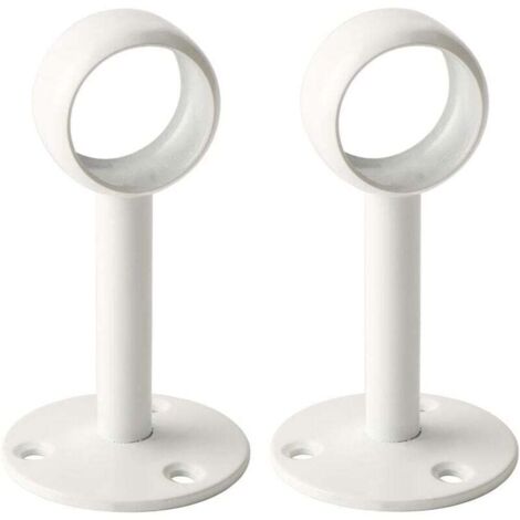 Support de tringle à rideaux 2 pièces – Acier inoxydable blanc brillant – Diamètre 26 mm – Installation plafond avec 3 trous