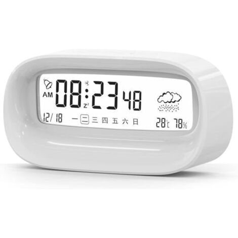 Réveil puissant pour chambre à coucher avec affichage de la température, veilleuse, petit format, numérique, pour table de chevet, avec écran LED, pour adolescents.