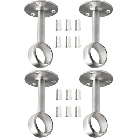 Ensemble de 4 pièces, support de tringle à vêtements robuste argenté, support de tringle à rideau de douche, support de fixation au plafond, support de tringle à vêtements