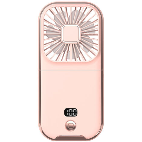 Mini ventilateur portable USB rose, 4 vitesses, 3000 mAh, compatible avec les ordinateurs portables, (1/5)