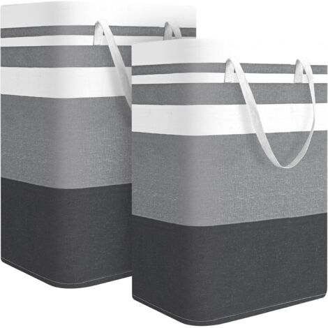 Lot de deux grands paniers à linge pliables avec poignées, 80 litres, gris, (1/5)