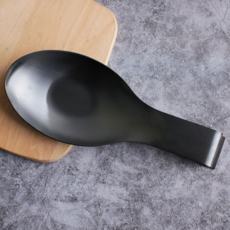 Repose-cuillère avec base anti-brûlure, porte-ustensiles en acier inoxydable, couleur noire