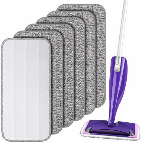 6 recharges de balai réutilisables – Lingettes humides et sèches – Nettoyage des sols – Gris