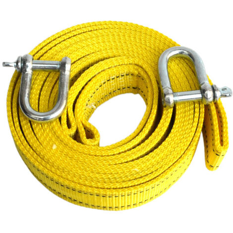 Sangle de remorquage haute résistance avec deux crochets de sécurité en D pour treuil, capacité de 5 tonnes et longueur de 5 m