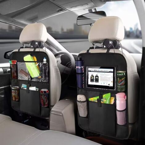 Protection de dossier de voiture de qualité supérieure - Organiseur de siège arrière pour enfants - Grand compartiment pour tablette iPad - Étanche - Protection pour siège auto - 2