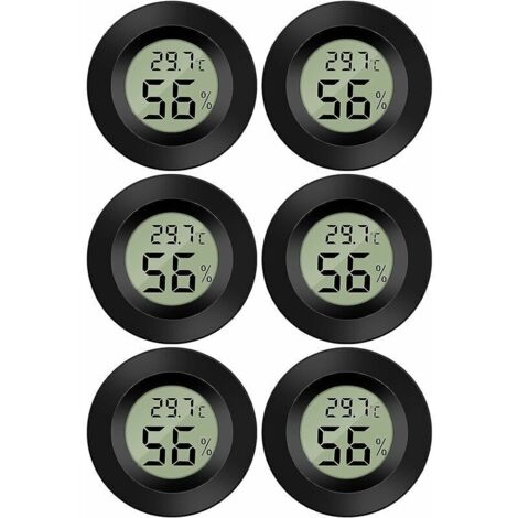 Mini Digital LCD Thermomètre Hygromètre Température Humidité -5070℃ 10%99% RH Thermomètre Portable Thermo Hygromètre Indicateur pour Bureau Cuisine Humidors Incubateurs Reptiles (6 PCS - B) (1/5)