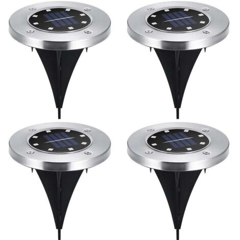 Ulisem Lot de 4 disques solaires à LED spots de jardin à planter (1/5)