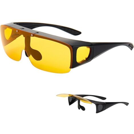 Lunettes Conduite de Nuit - Verres Réversibles pour Porteurs de Lunettes de Vue - Verres Jaunes Anti-Éblouissement, Monture Réglable, Design Unisexe pour Hommes et Femmes (1/5)