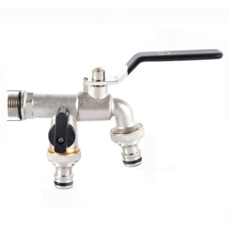 Robinet extérieur antigel en laiton chromé – Double sortie 3/4 pouces – Débit élevé pour chasses d'eau – Installation facile (1/2)