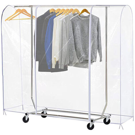 BIG Grande Housse de Protection pour Portant à Vêtements, 152x180x50 cm, Plastique Waterproof Transparent, Ouverture et Fermeture Faciles, Portant Non Inclus (1/3)