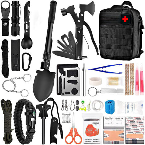 Kit de Survie d'urgence , Multi-Outils De Survie Vitesse Kit, Tactique Pouch Outdoor Gear Sac Trauma d'urgence pour La Randonnée Camping Hunting Adventures