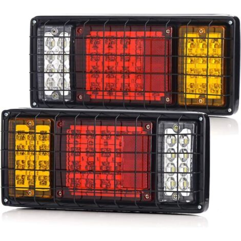 lot de 2 feux arrière de remorque 40 LED, feux de freinage, clignotants, feux de recul, étanches, adaptés aux camions 10-30 V, camping-cars, UTV, bateaux (1/4)