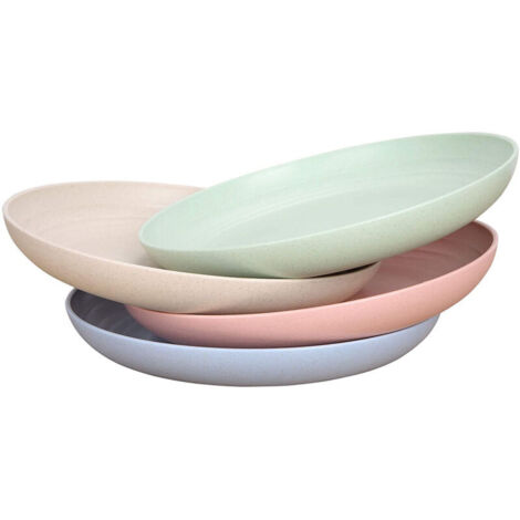Assiettes en paille de blé incassables - Ensemble d'assiettes réutilisables - Passe au lave-vaisselle et au micro-ondes - Parfait pour la vaisselle - Sain pour les enfants, les enfants et les adultes