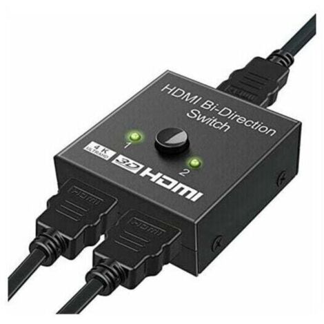 Commutateur HDMI bidirectionnel 4K 30Hz – 2 entrées 1 sortie – Compatible PS5/PC/Blu-Ray – Installation plug and play - 1080P