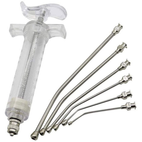 Seringue d'alimentation pour oiseaux 20 ml – 6 tubes de gavage en acier inoxydable incurvés – Nourrissage à la main pour perroquets et petits animaux (1/5)