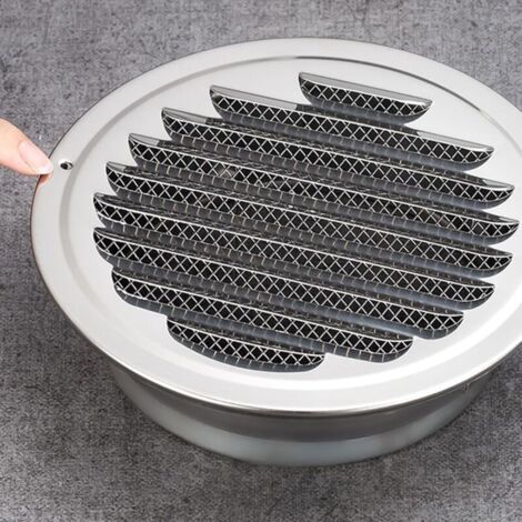 Grille de ventilation ronde en acier inoxydable 140mm – Résistante aux intempéries – Installation facile sans vis – Pour cuisine et salle de bain
