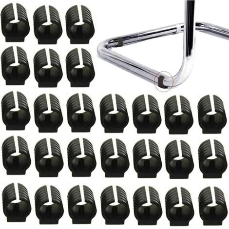 32pcs Patin Pied Chaise Tube Embout Tampon Capuchon Bouchon Protection Plancher Meuble Forme U En Plastique Chaise Casquettes,Chaise Jambe Caps Silicone Tube Pince (25mm,Noir)