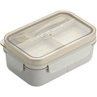 Boîte à lunch en fibres de blé, compatible micro-ondes, beige