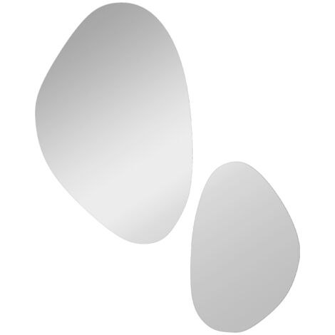 Lot de 2 Miroirs Muraux – Forme Galet, Cadre Métal – 70x46 cm et 49,5x31 cm – Noir (1/5)