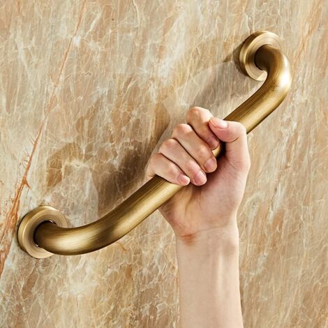 Barre d’Appui en Laiton Massif – Poignée Antidérapante pour Douche, Toilette et Baignoire – Doré, 30 cm