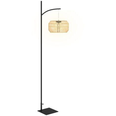 Lampadaire Solaire en Rotin – Capteur de Lumière Automatique – Style Bohème, IP44 – Noir et Jaune (1/5)
