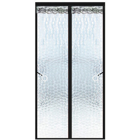 Moustiquaire de Porte Isolante pour Climatisation 120x210cm–EVA Translucide Imperméable, Fermeture Magnétique Automatique, Version à Crochets , Style Dentelle (1/5)