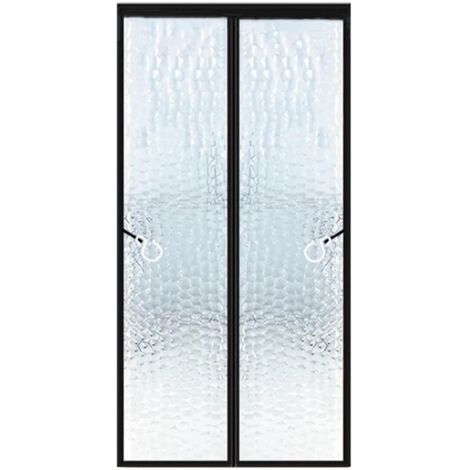 Moustiquaire de Porte Isolante pour Climatisation 110x230cm–EVA Translucide Imperméable, Fermeture Magnétique Automatique, Version à Crochets (1/5)
