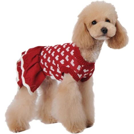 Robe pull en tricot chaud pour animaux de compagnie de Noël (rouge, S) (1/2)
