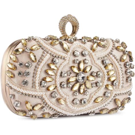 Sac de soirée en diamant Sac de soirée en perles Pochette rigide pour femme (1/4)