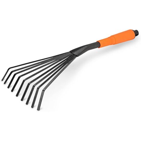 Mini râteau de jardin 40,6 cm 9 racines en acier avec poignée ergonomique confortable et résistant à la rouille – Outil de jardinage professionnel (1/5)