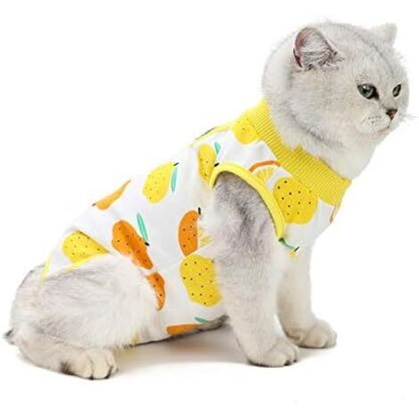 Combinaison de récupération pour chat après chirurgie (S, citron) (1/4)