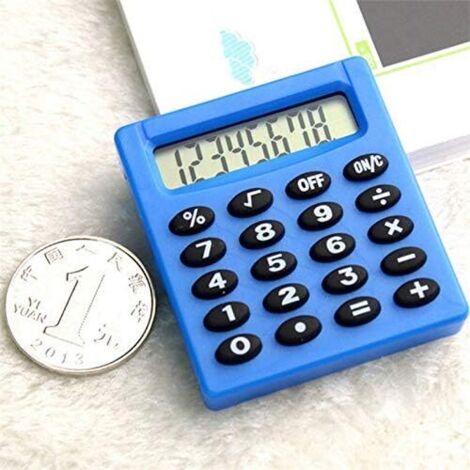 Calculatrice de poche, 1 PC 8 chiffres électronique, mini calculatrice portable pour l'enseignement des mathématiques au quotidien ou au bureau (Bleu) (1/5)