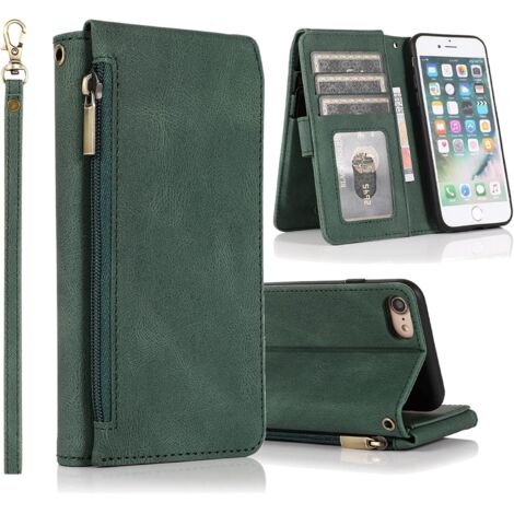 Étui de téléphone à rabat en cuir PU rétro classique pour iPhone 7/8/SE (vert)