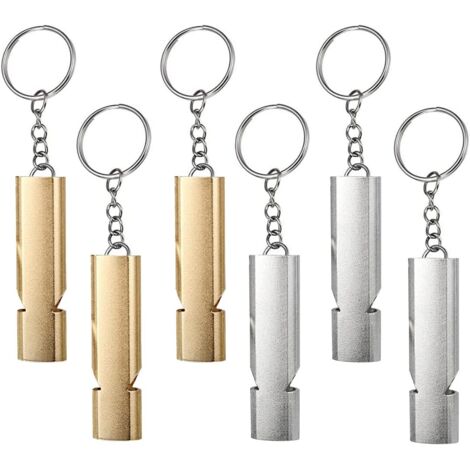 6 Pièces Sifflet, Sifflet Arbitre, Sifflet de Survie, Sifflet de Sécurité pour Entraînement aux Sports de Plein Air Animaux de Compagnie Randonnée Activités de Montagne (Or, Argent) (1/5)