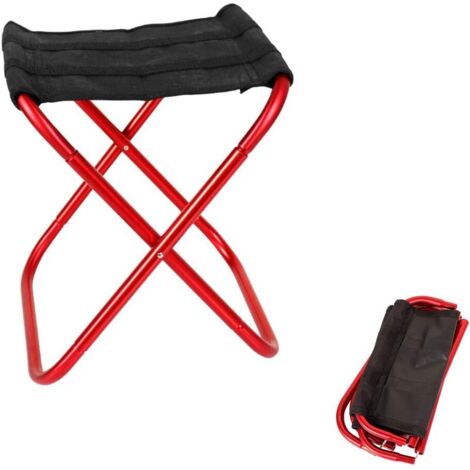 Tabouret Pliant D'extérieur Portable, Petite Chaise de Camping en Aluminium Ultraléger, Support en 100 kg, Pêche/Camp/Voyage/Randonnée/Pique-niques, 24.8 22.5 27CM(Rouge) (1/5)