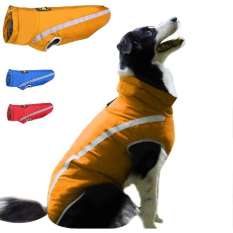 Manteau pour chien imperméable coupe-vent veste chaude pour animaux de compagnie extérieur, jaune (1/3)